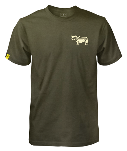 Abstract Bull Olive Tee