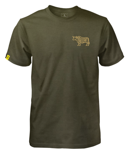 Abstract Bull Olive Tee